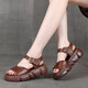 
Red Dragonfly Comfortable and All-match Sandals Fish Mouth Roman Shoes Women's Thick Sole Large Size Sponge Cake Casual Anti-Slip Toe 2025 Summer Black 37