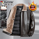 Woodpecker Winter Down Jacket Leather Jacket Men's Dad Jacket Winter Jacket Thickened Warm Plus Velvet Leather Jacket Middle-aged and Elderly Leather Jacket A11 Black Back 90% White Duck Down XL (180) Suitable for 116-130 Jin Jin equals 0.5 kg
