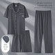 Catman (MiiOW) men's pajamas 2025 new three-piece set pure cotton short-sleeved trousers for summer thin styles, can be worn outside with larger size home clothing LMSJ9274 3XL Recommended 175-195Jin [Jin equals 0.5 kg]