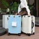 
Ou Yao hard shell suitcase women's high-value clipping password box student aluminum frame trolley box men's large capacity thickened suitcase light blue/upgrade hook model/USB charging interface 26 inches [need to be checked, damaged and replaced]
