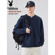 Playboy (PLAYBOY) Henry collar men's long-sleeved T-shirt autumn and winter fleece top spring and autumn sweatshirt men's inner layering shirt boys 3309 white 2XL 140-160Jin Jin equals 0.5 kg
