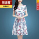 Hengyuanxiangs kleines Eis Silk-Kleid mit Müttern im Alter von 40 bis 50 Jahren mit einem hüftgerüsten und schlankenden kurzärmeligen Sommertemperament Blumenrock Ice Seide 9901 Rock XL 115-125jin [Jin gleich 0,5 kg]