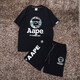 Camiseta de cuello redondo de algodón de algodón puro de AAPE Camuflage Ape Man Pure Algodón para hombres y mujeres Summer Summer Shorts Funds Funds Set de dos piezas Traje negro 21 (535 mangas cortas + 829 pantalones cortos) M 80Jin [Jin iguala 0.5 kg] ~ 120Jin [Jin equivale a 0.5 kg]