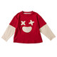 Bobdog (Bobdog) Girls Sweatshirt Frühling und Herbst 2025 Neues Kinder modische pure Baumwolle Frühling Baby Mädchen Mode Frühlingskleid falsches zweiteiliges Top Off White 90 cm