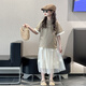 Mokitoul Girl Summer Set Rock 2025 Neues großes Kinder Mädchen Super gute Kurzarm Kindermodische Rock Sommerkaffee Set (High-End-Geschenkboxverpackung) 120 cm