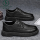 Pecker Chaussures masculines Autumn British Business Formal Wear Chaussures en cuir décontracté pour hommes Géromage Black se marie