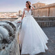 Braut Hochzeitskleid V-Ausschnitt 2025 Neue Rippen Großer Schwänze Hochzeitskleid Retro Sexy Tulle Langarm Hochzeitskleid Weiß Full Style S S