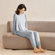 Yalu Light Luxury Pyjamas for Women 2025 Nouveau couple modal Round Neck Pullover Toe pour porter des vêtements à la maison à l'extérieur léger violet [683t Style pour femmes]