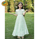 Harrow little yellow duck HAL.DUCK girls' dress summer 2025 new fashionable children's chiffon floral skirt thin big children's summer cotton skirt 6630 light blue free pearl headband 120 cm