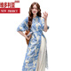 Victoria's style blue new Chinese style printed shirt white thin wide-leg pants layered two-piece set women's summer new suit two-piece set original XS suggests [80Jin[Jin equals 0.5 kg]-95Jin[Jin equals 0.5 kg]]