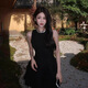 JIOESC little black dress birthday dress French style daughter-in-law high-end waist dress women's sleeveless cake short skirt black M 95-110Jin Jin is equal to 0.5 kg