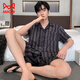 Cat men pajamas men ice silk summer new comfortable cardigan short-sleeved casual simple men's home clothing suit can be worn outside QY-YMD6626-Set-Men L suitable for 110-130Jin [Jin equals 0.5 kg]