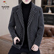 Woodpecker (TUCANO) 2025 Autumn and Winter Woolen Suit Collar Jacket Top Men's Korean Style Handsome Youth Vertical Striped Woolen Jacket Trend Gray M 90-110Jin Jin is equal to 0.5 kg