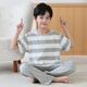
EMBERLOVE2025 new boys pajamas spring and autumn short-sleeved trousers pure cotton teenagers suit boys children's home clothes N9901 [short length] 130 14 sizes 45-55Jin [Jin equals 0.5 kg]