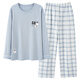
Urban beauty men's pajamas in spring and autumn long-sleeved cotton pullover Korean loose large-size youth home clothing set G@LF9923 dark gray_men's home clothing L