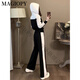 MAGIOPY international luxury high-end brand early autumn new women's suit fashionable age-reducing spliced ​​black hooded jacket top black S (100Jin [Jin equals 0.5 kg])