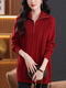 QIAFAN half-zipper lapel sweater for women in spring and autumn fashionable and fashionable mother dress loose and slimming belly knitted base shirt Purple M