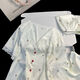 UKUHPKins小樱桃蕾丝边睡衣女夏季三件套短袖短裤长裤家居服薄 LW-9214【短袖短裤】 XL 【建议120-135斤】