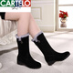 
CARTELO crocodile (CARTELO) plus velvet thickened snow boots for women in winter fur integrated boots flat sole non-slip mid-boots warm mother cotton shoes 719 black 36