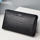 Goldlion men's handbag genuine leather brand 2025 new cowhide crocodile pattern large-capacity clutch men [Black] Official authorization