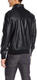 Tommy Hilfiger Men's Faux Leather Bomber Jacket Ribbed Knit Collar Black Large