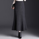 ROMON fishtail skirt spring and autumn style small fragrant skirt temperament long skirt woolen skirt hip-covering skirt gray skirt women's winter skirt gray M suitable for wearing 90-100Jin Jin is equal to 0.5 kg