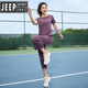 JEEP SPIRIT running yoga suit summer thin fast-drying cropped pants morning jogging slimming sports fitness clothing women's suit 1371 purple clothes purple pants M Recommended weight 90-100 Jin [Jin equals 0.5 kg]
