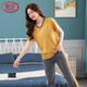 Langsha Pajamas (Langsha) Estilo delgado para mujeres 2025 Nuevo algodón puro pantalones de manga corta Conjunto de ropa para el hogar El algodón de verano se puede usar fuera de 7374 pasta de frijoles en polvo M [80-100Jin [Jin iguala 0.5 kg]]