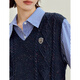 Inman College -Style -Kabel -Farbpunktpunkte geschichtete Strickweste 2025 Herbst Frauen neuer Retro -Weste Pullover dunkelblau l