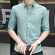 
Jinlilai [Broken code to pick up the bargain] Seven-quarter sleeve shirt men's ice silk short-sleeved slim fit trendy smooth shirt without ironing casual tip collar 684 green 2XL 134-147Jin [Jin equals 0.5 kg]