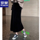 Luo Meng Golden Velvet Skirt Women's 2024 Autumn and Winter Korean Style Casual Temperament Slim Long Versatile Hip-covering A-Line Skirt Black XL