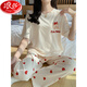 Langsha Pajamas Summer Cotton puro algodón 2025 Nuevo pantalones de manga corta Simples Cartoon Home Traje Spring y Otoño Wear 6626 Puppy de pollo amarillo M