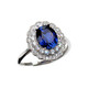 DL 1998 Tanzanite Sapphire 925 Silver Blue Ring Double Layer Diamond Retro Colored Jewel Ring Opening Japanese and Korean Female Silver Live Mouth (Main Stone 7X9mm) B6