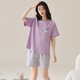 Yalu neuer Sommer reiner Baumwollpyjamas für Frauen rund Hals Kurzarm Shorts Home Kleidung Sommer dünne Cartoon Girl -Baumwollanzug 9853 m
