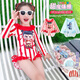 Bamaitu Nezha swimsuit 2025 new children's Nezha one-piece swimsuit for baby girls summer long-sleeved sun protection quick-drying swimming red Nezha 90