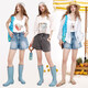 Feenpocket Blue High Taille Jeans Shorts für Frauen 2025 Sommer neuer kleiner loser lässiger Hose Meersalz Blau M.