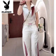 
Playboy (PLAYBOY) fashionable short-sleeved top wide-leg pants casual sports suit 2025 summer slim slim T-shirt two-piece set black single pants look at the picture - flagship model M _Suggested 80-100Jin [Jin equals 0.5 kg]