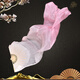 Suican imitation silk long dance fan transformed into a whale on an isolated island classical dance ethnic dance cos light pink gradient long silk fan 1 31cm fan bone total length 1.5 meters right hand fan