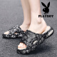Playboy Pantoffeln Männer tragen Sommer draußen für Teenager mit dick solchen Flip-Flops mit Scheiße Feel Anti Slip Wear-Resistant Strand Sandalen Weiß 41
