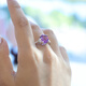 GEM STONE KING 4.61 carat amethyst diamond 925 silver colored gemstone ring ins fashion gift for girlfriend Chinese Valentine's Day gift US No. 8