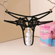 Sexy temptation oversized pearl size beaded panties thong embroidered flowers black women thin black M80120Jin Jin equal to 0.5kg