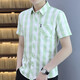 Hailan Home's brand plaid shirt men's short-sleeved summer casual handsome Korean style slim-fit trendy men's shirt 100 838 green 3XL 147-160Jin [Jin equals 0.5 kg]
