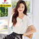 Pierre cardin chiffon shirt for women in summer short-sleeved thin 2025 new style sexy temperament small versatile fashion two-piece set black skirt 1098 S