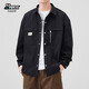 Popeye Japanese long-sleeved work shirt men's spring autumn loose casual versatile shirt jacket DC03 black M