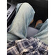 Digada retro jeans men's spring and summer American straight scimitar slightly bulging handsome trendy and versatile casual long trousers DDD-686 retro blue XL