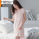Modal Nachthemd Frauen-Pyjamas Sommer Baumwolle dünne Oberbekleidung mittelgroße Kurzschläfe mittleren Alters mit großer Größe von 698 Ya Pulver ohne Brustpolster 3xl 160-180jin [Jin ist gleich 0,5 kg]