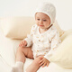 Tongtai baby jumpsuit, newborn baby clothes, spring and autumn pure cotton baby long-sleeved rompers, 2-piece khaki 59cm