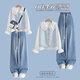 COLORFUL GEMS Girls Sweet Doll Collar Shirt Laminated Vest Two-Piece Set 2025 Junior High School Students Spring Shirt 2687 Pink Vest + Shirt + 7911 Jeans S