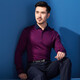 Hongdu Frühling und Herbstbuch mittleren und älteren Männer Langarm T-Shirt Business Casual Revers-Lampel-Herren-T-Shirt Red TM6189-2 One Size 170/88A