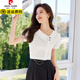 Pierre cardin chiffon shirt for women in summer short-sleeved thin 2025 new style sexy temperament small versatile fashion two-piece set black skirt 1098 S